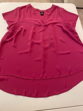 torrid vibrant pink Split V-Neck Blouse